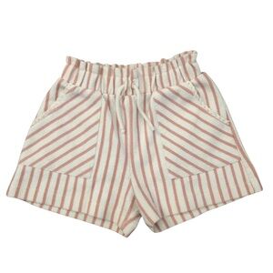 Zara Pink & Cream Stripe Ruffle Girls Shorts Size 7